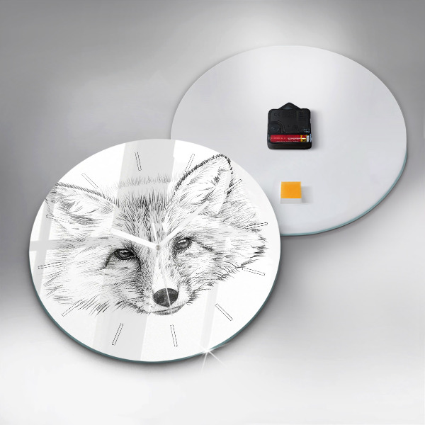 Round glass clock Graphic fox head