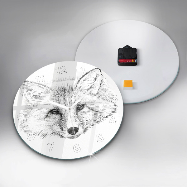 Round glass clock Graphic fox head