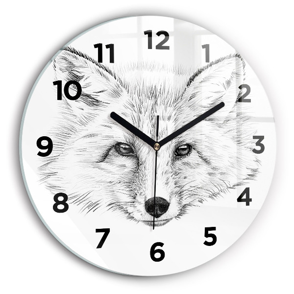 Round glass clock Graphic fox head