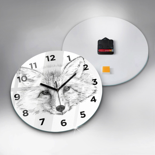Round glass clock Graphic fox head