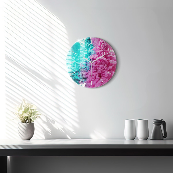 Round glass clock Modern art - spots