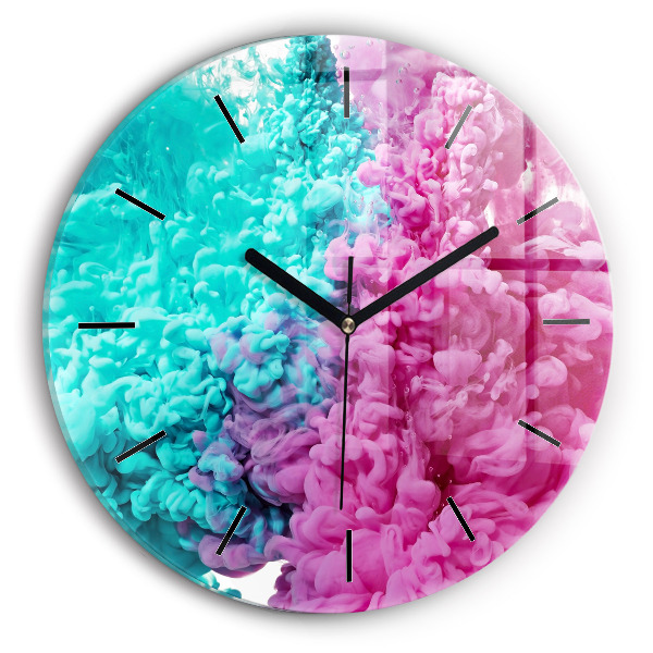 Round glass clock Modern art - spots