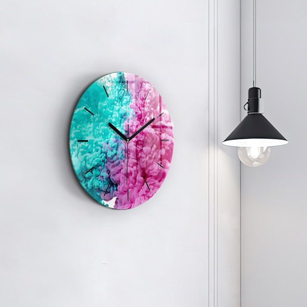 Round glass clock Modern art - spots
