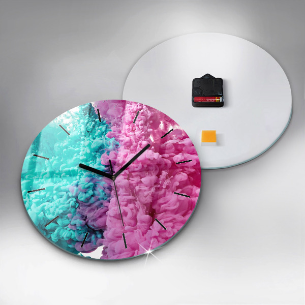Round glass clock Modern art - spots