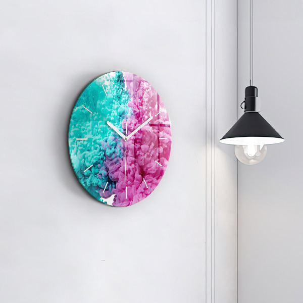 Round glass clock Modern art - spots