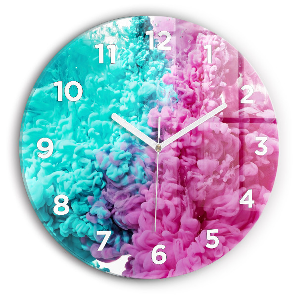 Round glass clock Modern art - spots