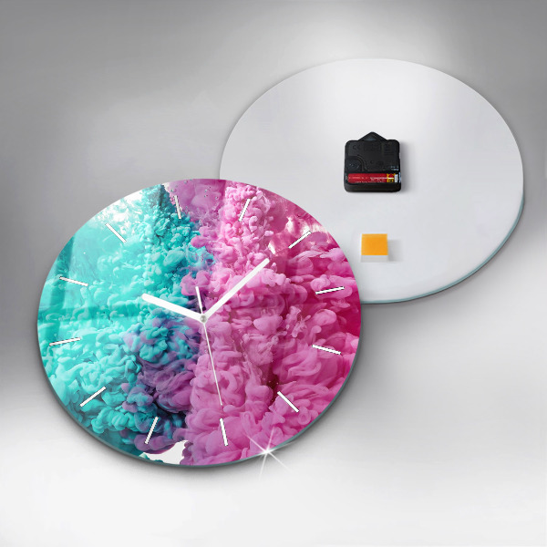 Round glass clock Modern art - spots