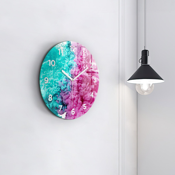 Round glass clock Modern art - spots