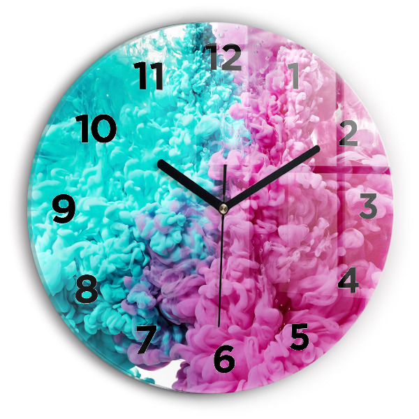 Round glass clock Modern art - spots