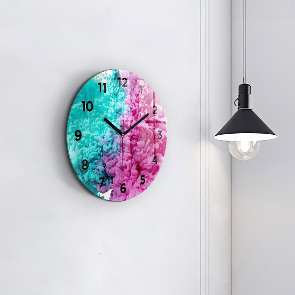 Round glass clock Modern art - spots