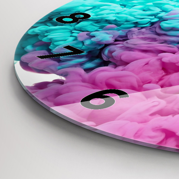 Round glass clock Modern art - spots