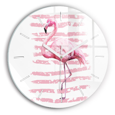 Round glass clock Flamingo Graphic