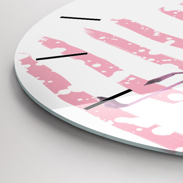 Round glass clock Flamingo Graphic
