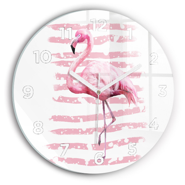 Round glass clock Flamingo Graphic