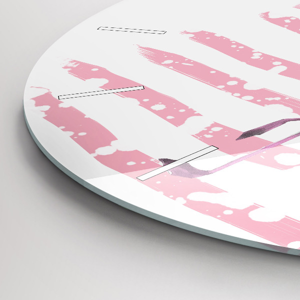 Round glass clock Flamingo Graphic