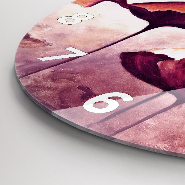 Round glass clock Blooming poppies