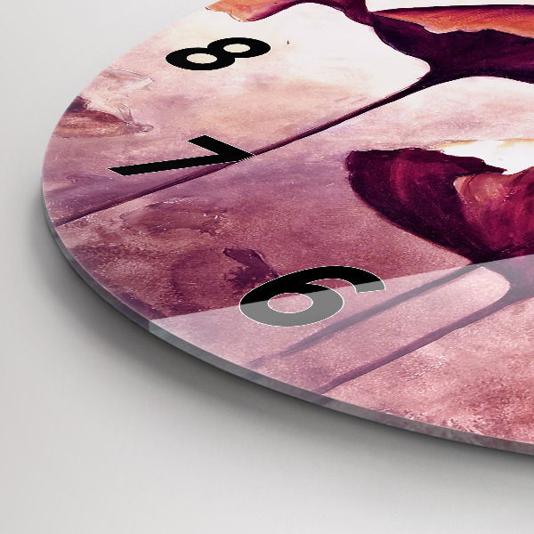 Round glass clock Blooming poppies