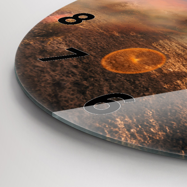 Round glass clock Man on a motorcycle