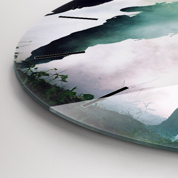 Round glass clock Army in the forest soldiers