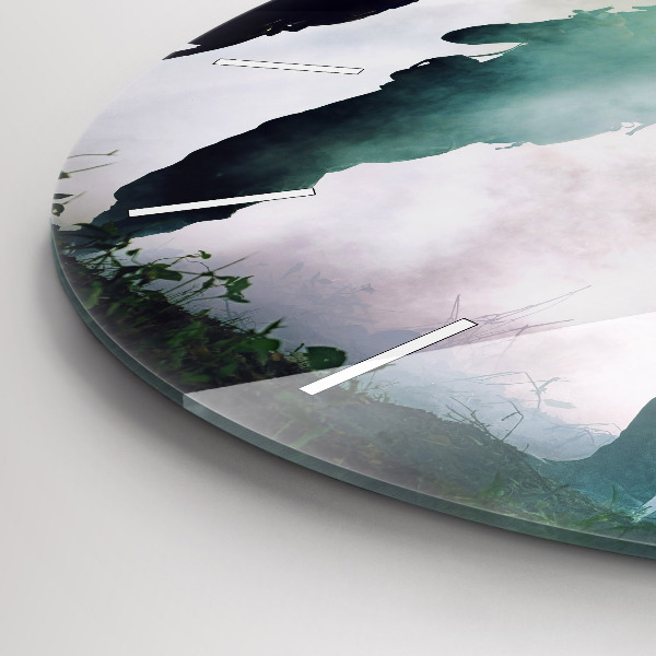 Round glass clock Army in the forest soldiers