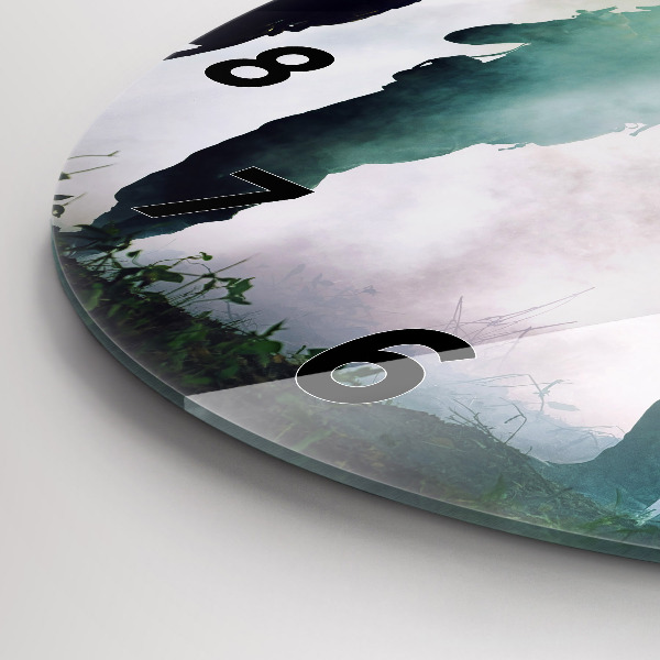 Round glass clock Army in the forest soldiers
