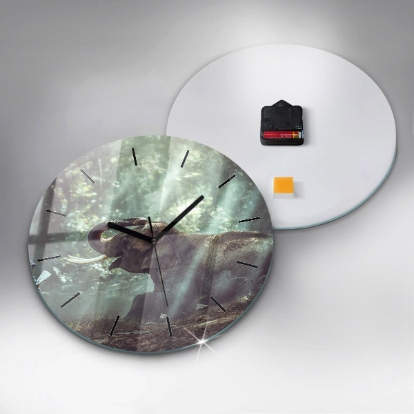 Round glass clock A boy is reading a book