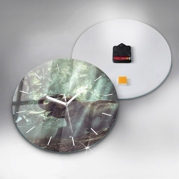Round glass clock A boy is reading a book