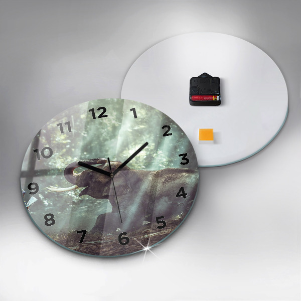 Round glass clock A boy is reading a book