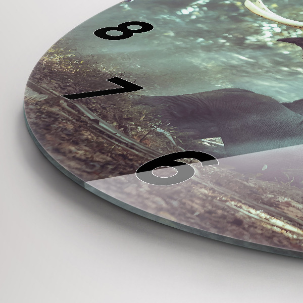 Round glass clock A boy is reading a book