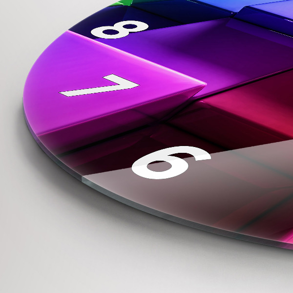 Round glass clock Colored cubes