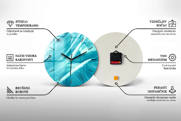 Round glass clock Animals and sunset