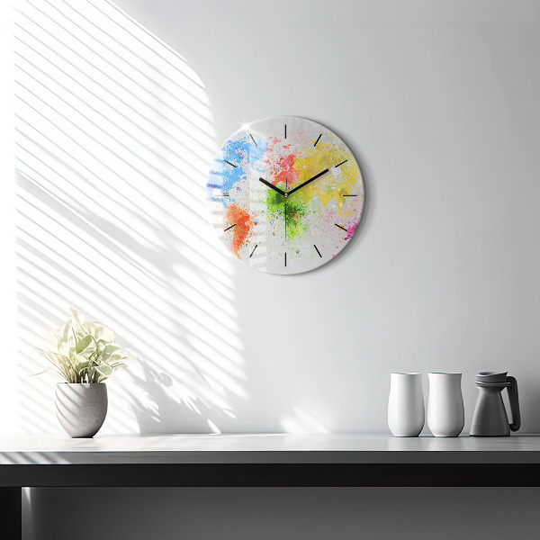 Round glass clock World map on paper