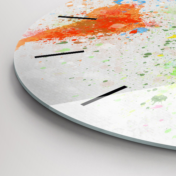 Round glass clock World map on paper