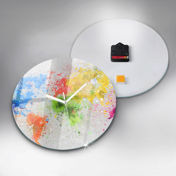 Round glass clock World map on paper