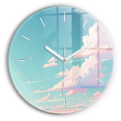 Round glass clock Pastel color of the sky