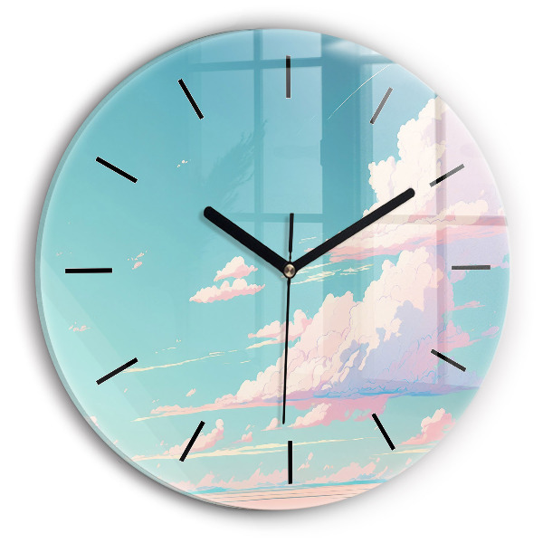Round glass clock Pastel color of the sky