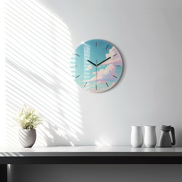 Round glass clock Pastel color of the sky