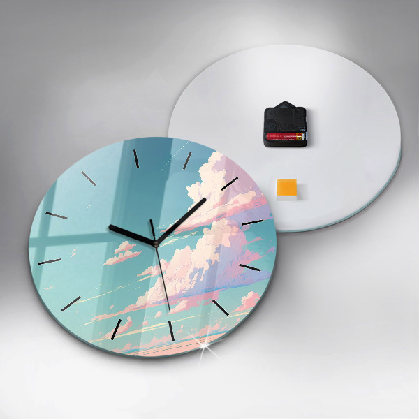 Round glass clock Pastel color of the sky