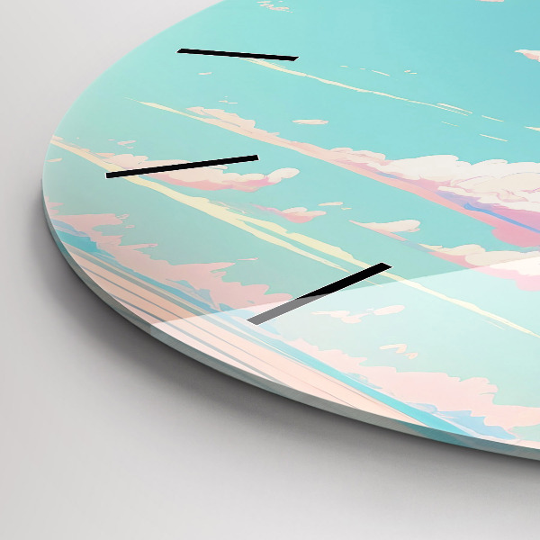 Round glass clock Pastel color of the sky