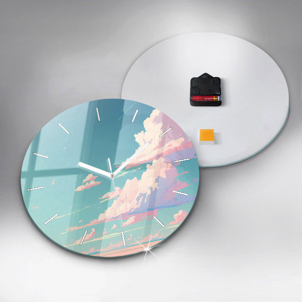 Round glass clock Pastel color of the sky