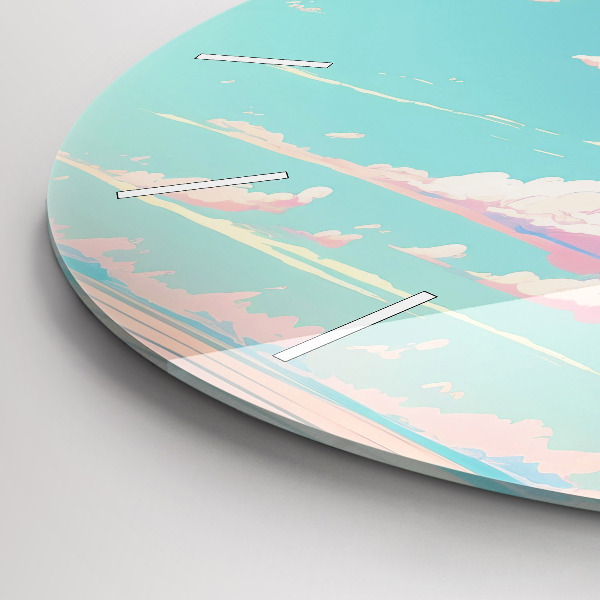 Round glass clock Pastel color of the sky