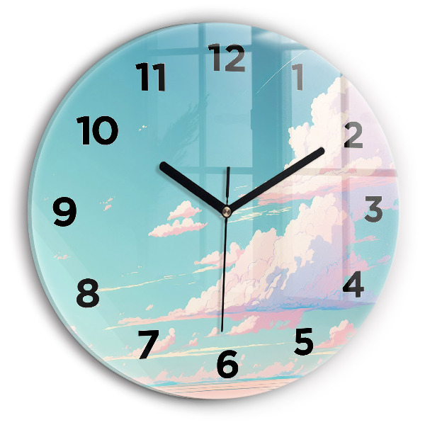 Round glass clock Pastel color of the sky