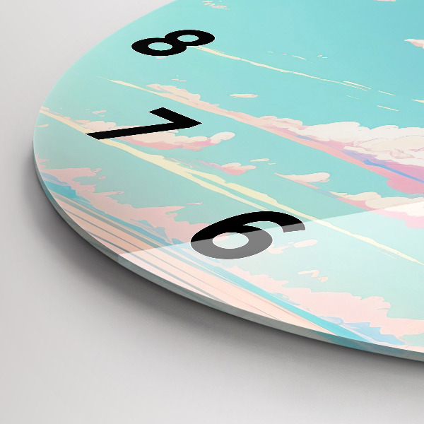 Round glass clock Pastel color of the sky