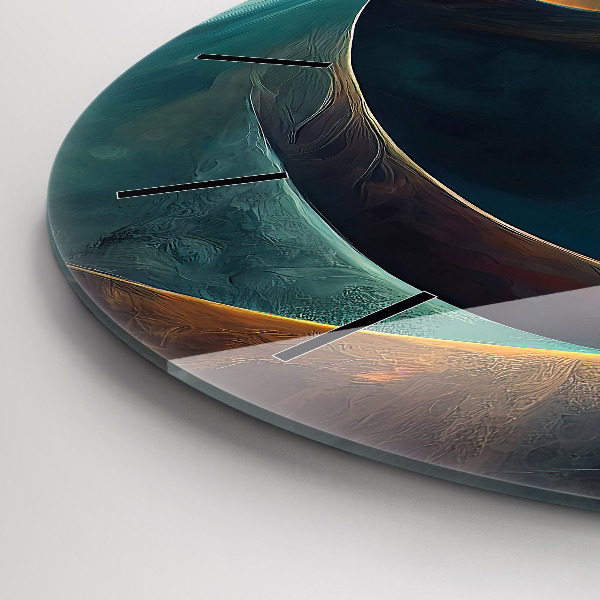 Round glass clock Flowing Waterfall
