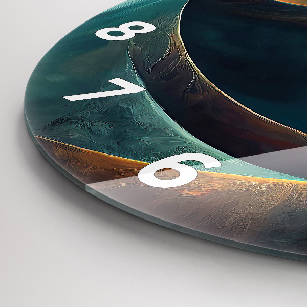 Round glass clock Flowing Waterfall