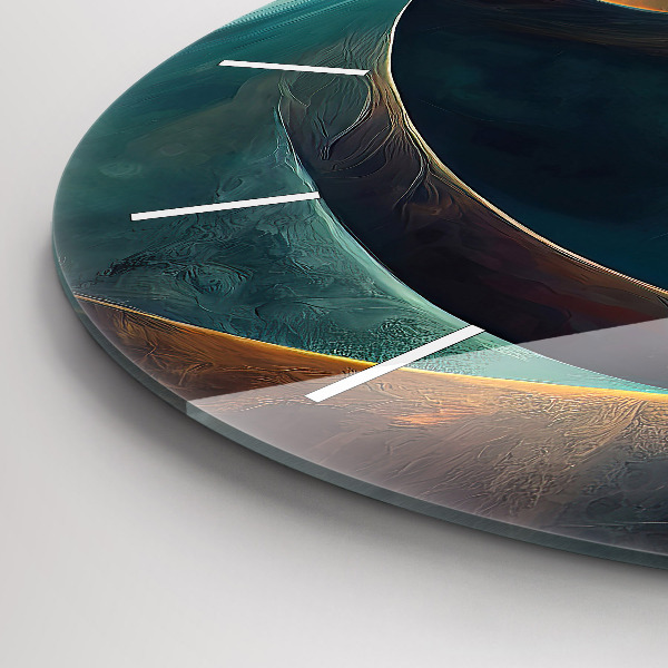 Round glass clock Flowing Waterfall
