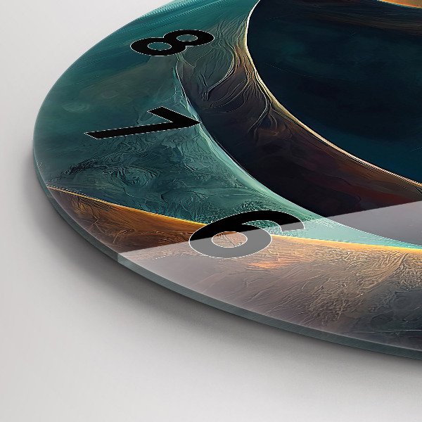 Round glass clock Flowing Waterfall