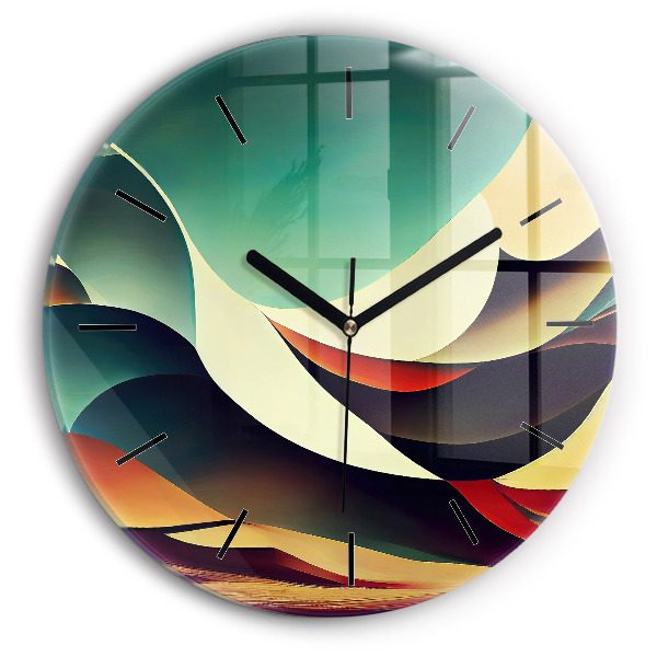 Round glass clock Abstract lines background