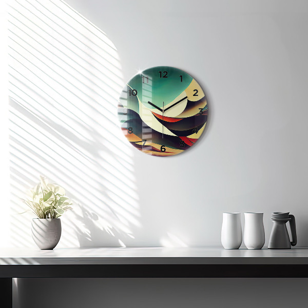 Round glass clock Abstract lines background