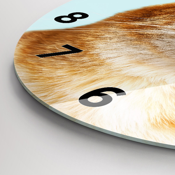 Round glass clock Funny cat with glasses